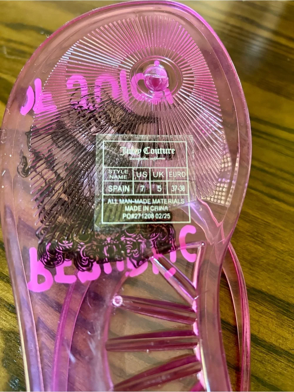 Juicy Couture Pink Bow Flip Flops - Size 7